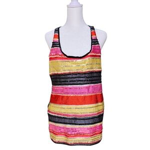 Josie Natori NATORIOUS $695 Sequin Embellished Racerback Top NWT